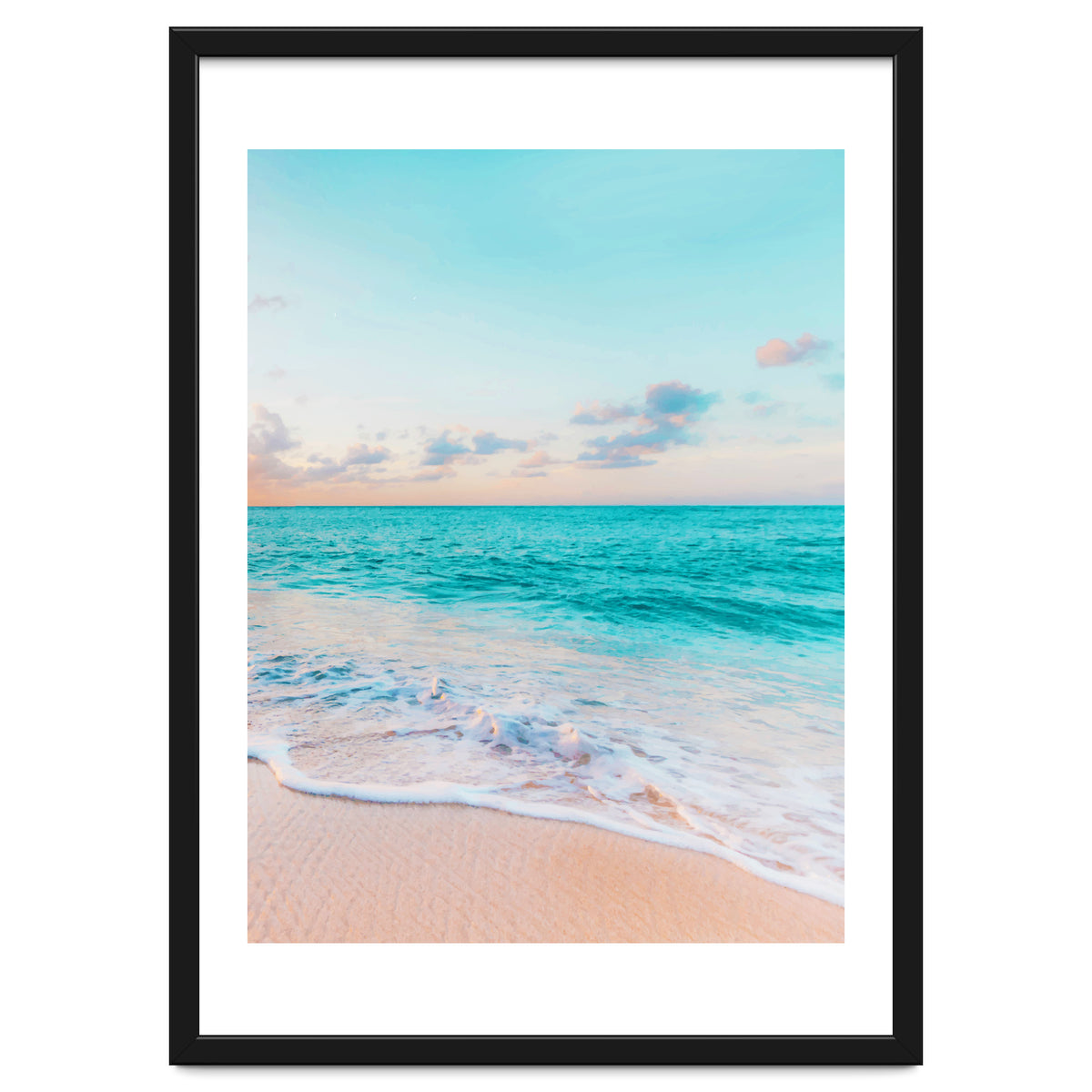 Ocean Bliss, Nature Landscape Sea Travel Tropical, Nordic Luxe Photography Pastel Island Digital