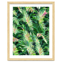 Palm & Peace Art Print, Tropical Botanical Jungle Canvas Print, Nature Painting Plants Forest Poster