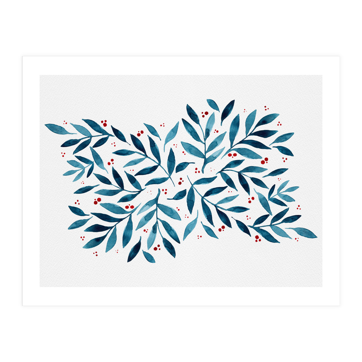 Teal Branches And Dots (Print Only)