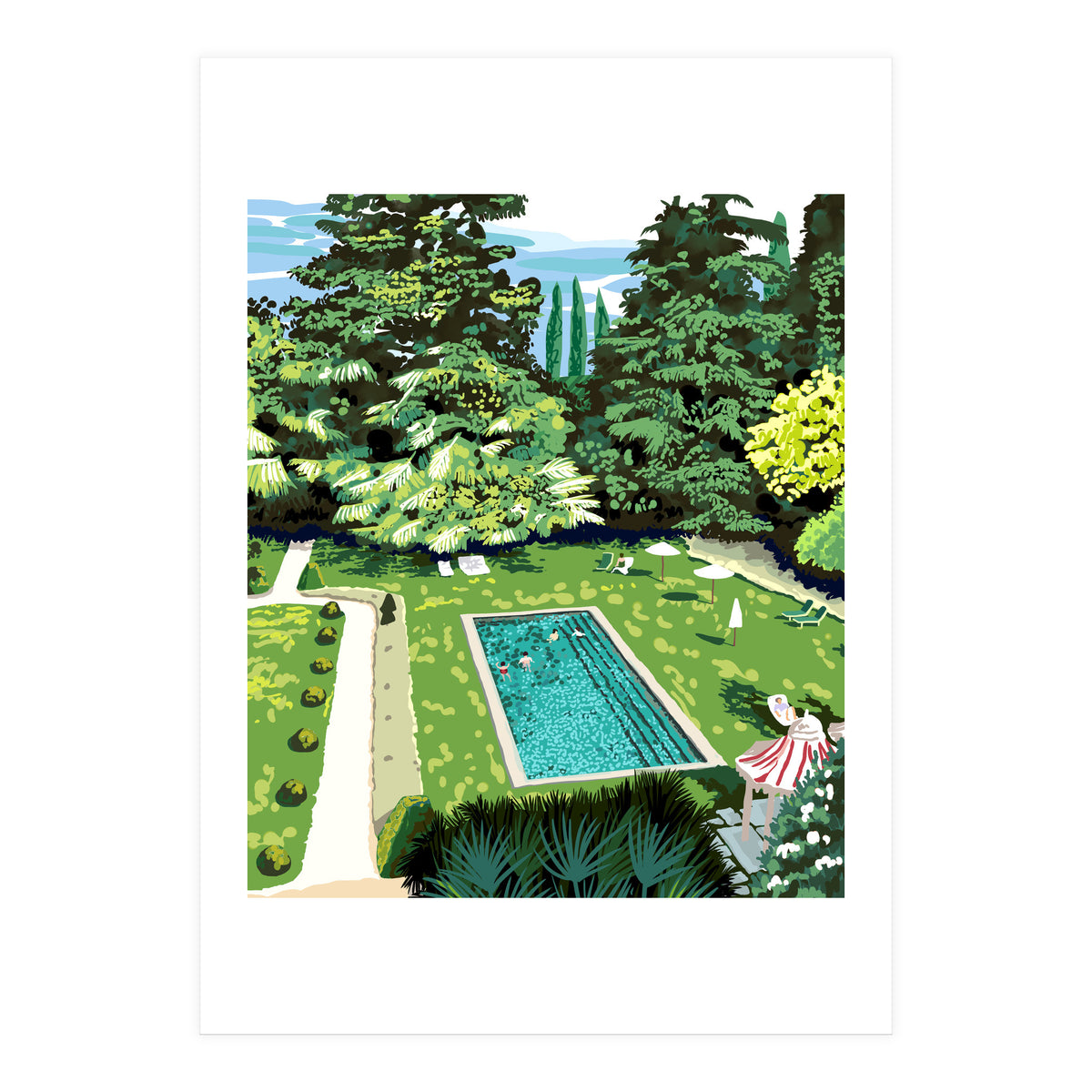 Life's Better Poolside | Vacation Travel Holiday Resort Swim | Architecture Summer Landscape (Print Only)
