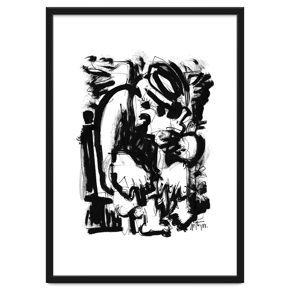 Saint With Bird - b&w