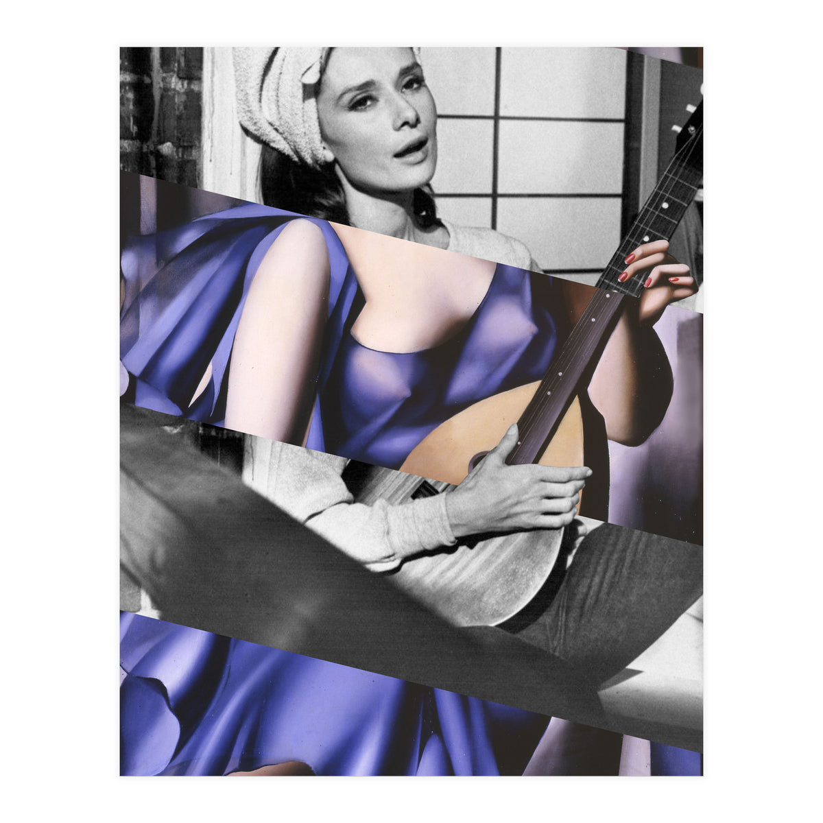 Tamara De Lempicka's Blue Woman with a Guitar & Audrey Hepburn in Breakfast at Tiffany's (Print Only)