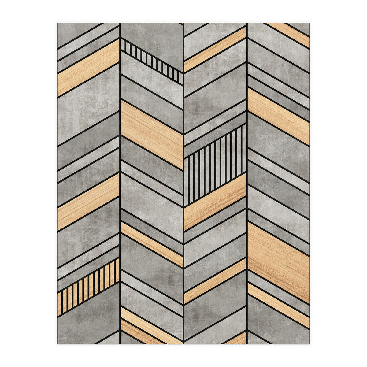 Abstract Chevron Pattern - Concrete and Wood (Print Only)
