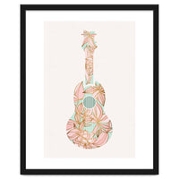 Aqua and Pink Floral Ukulele