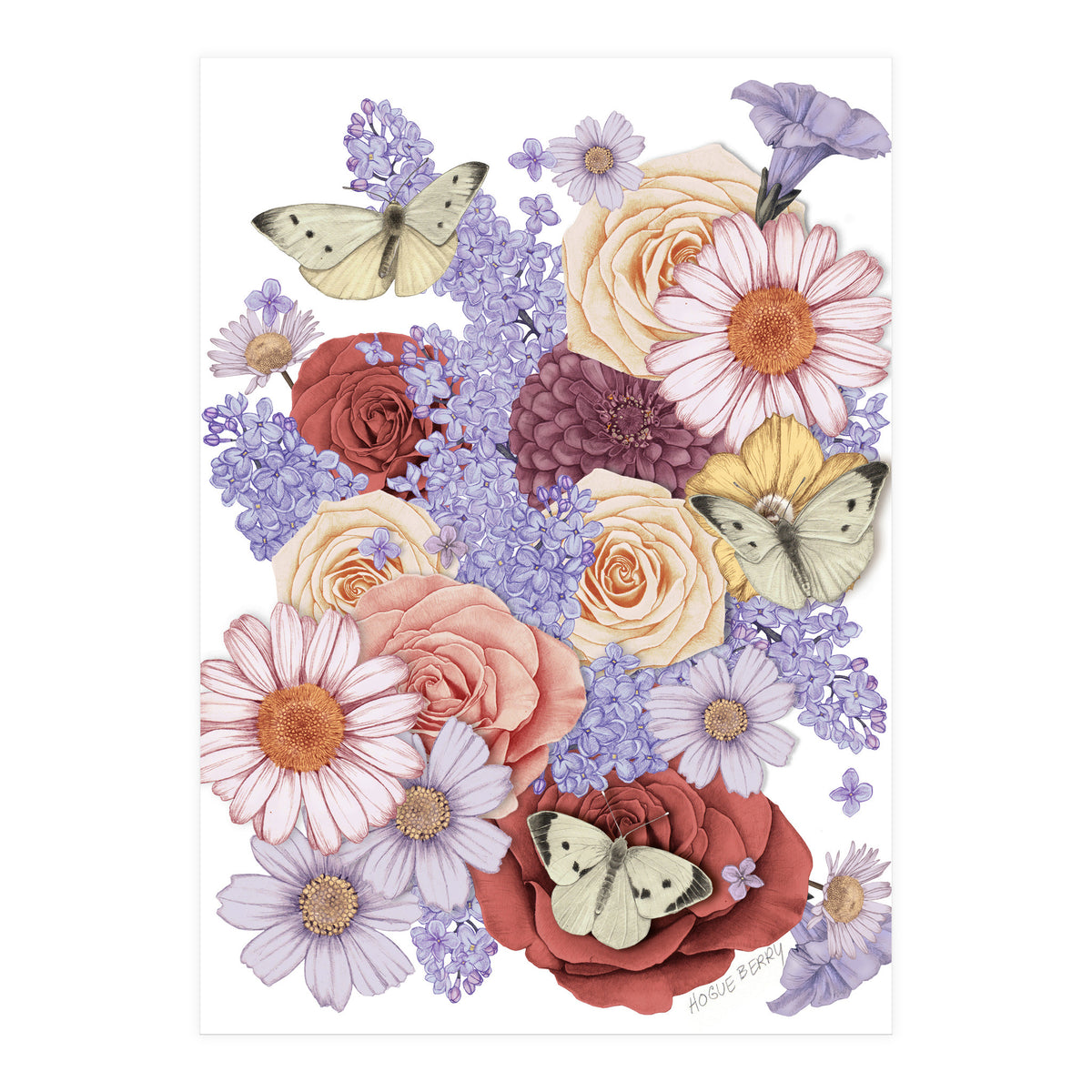 Flowers and Butterflies (Print Only)