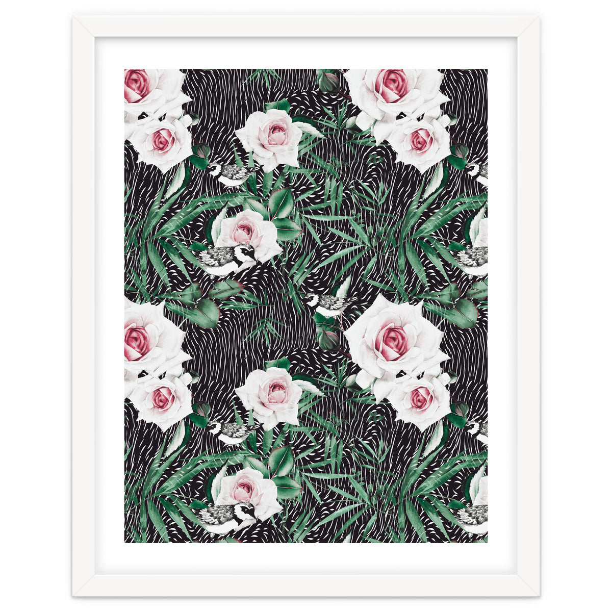 Dark flowery abstract of birds