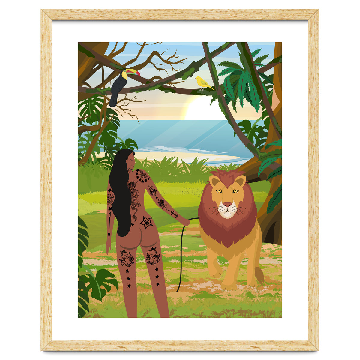 Boho Girl with Lion