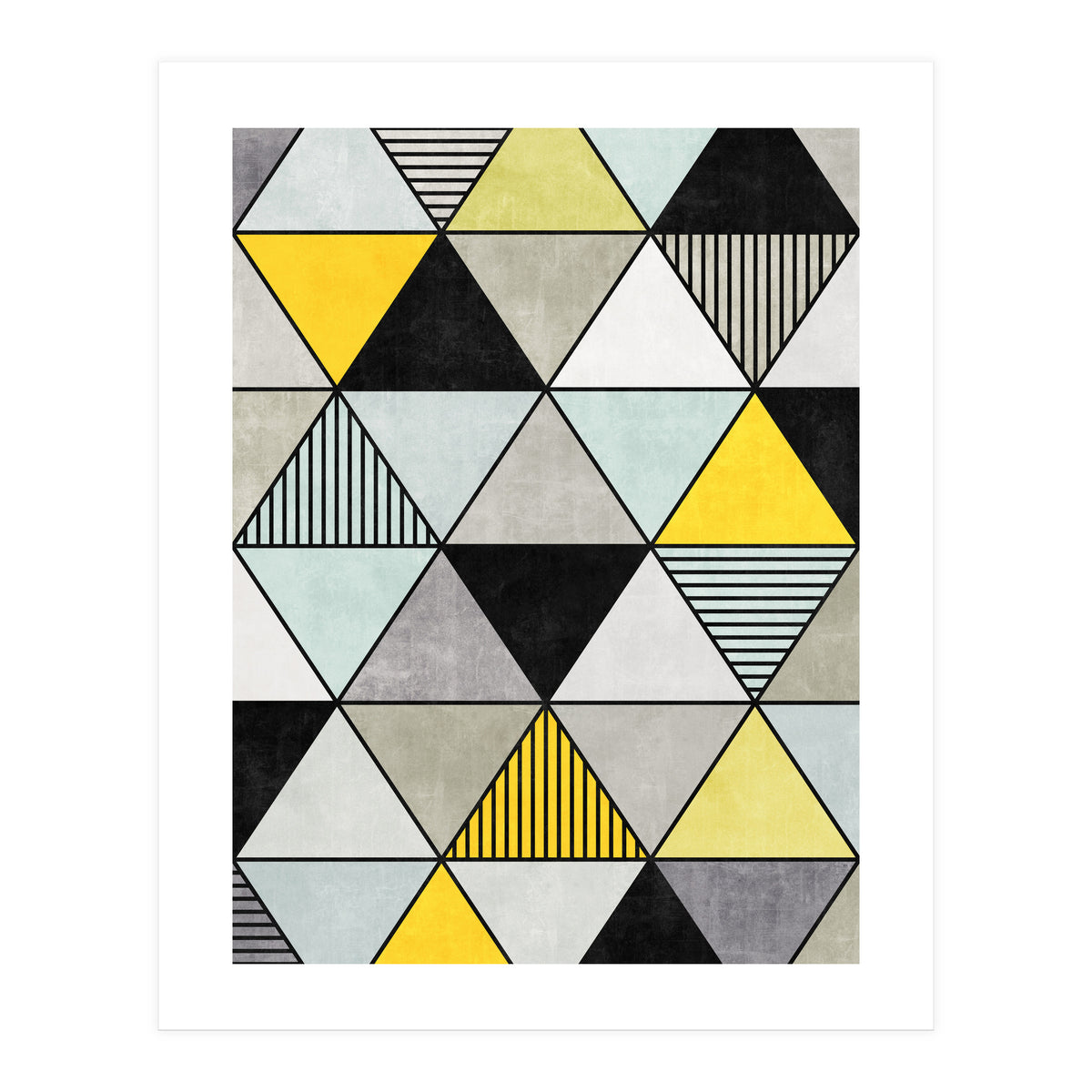 Colorful Concrete Triangles 2 - Yellow, Blue, Grey (Print Only)