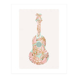 Aqua and Pink Floral Ukulele (Print Only) thumbnail