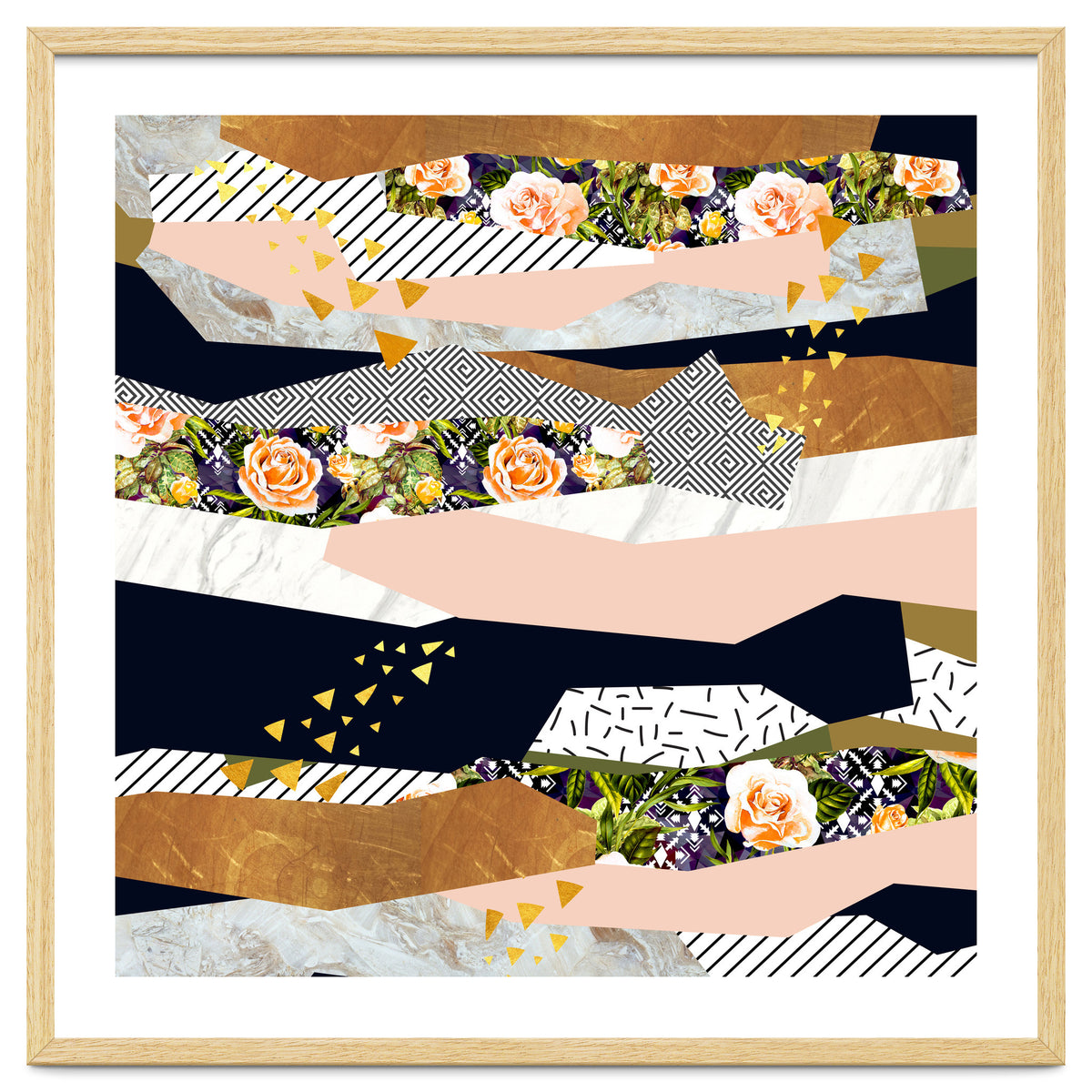 Collage of textured shapes and flowers