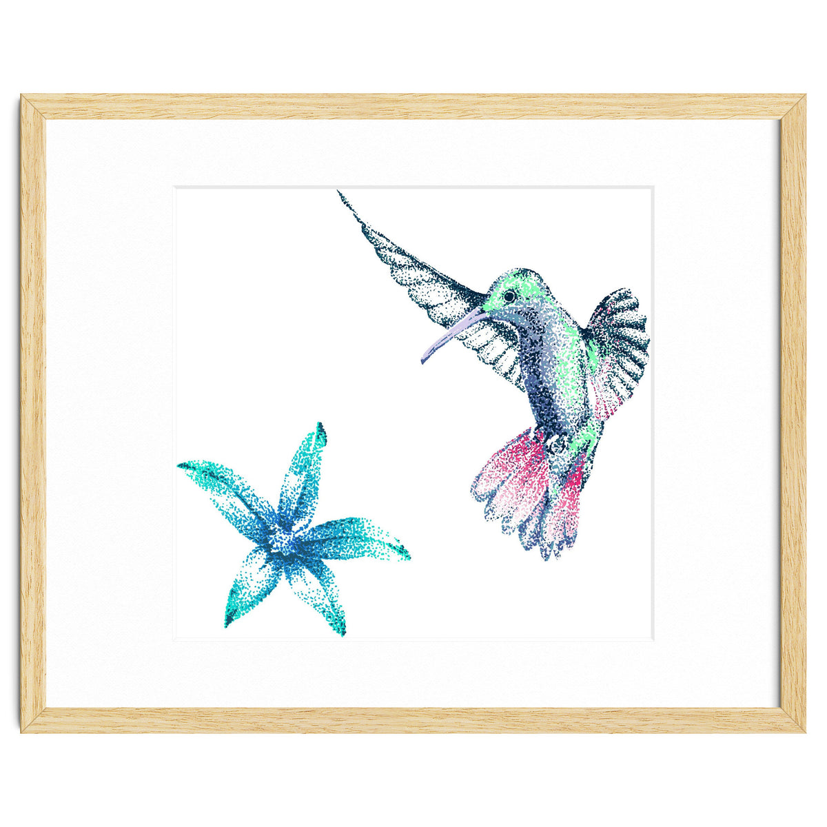 Green Hummingbird And Tropical Flower