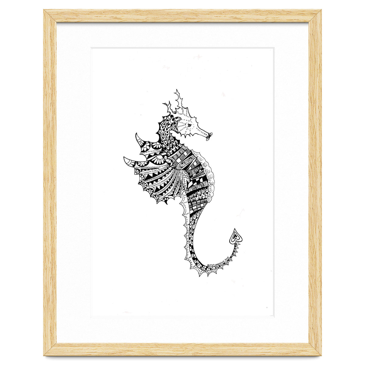 Seahorse Dragon Zen Doodle