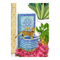 Royal Bengal Cats | Palace Pets & Architecture Building | Exotic Travel Urban Jungle Terrazzo Tiles (Print Only)