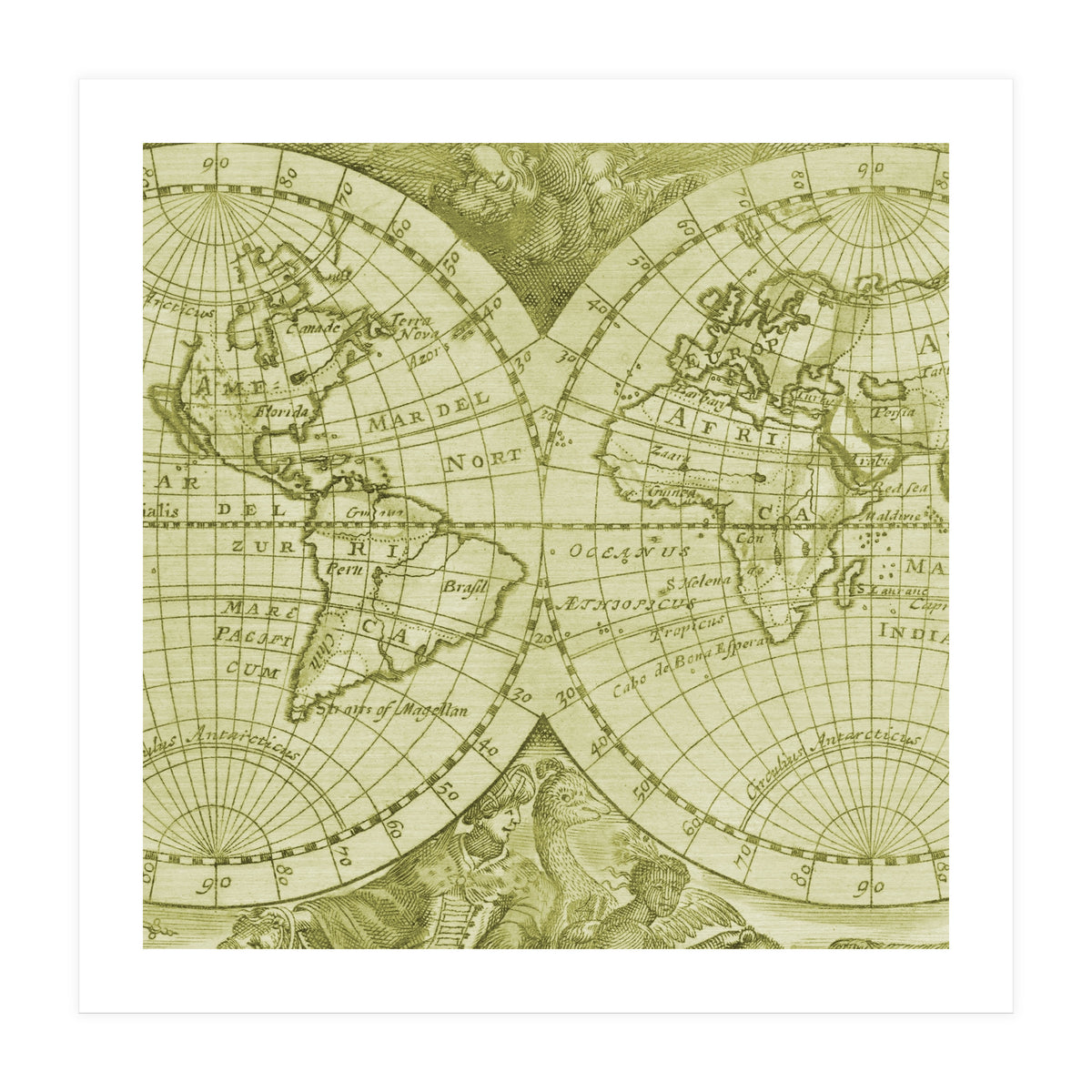 Vintage Mapa Mundi (Print Only)