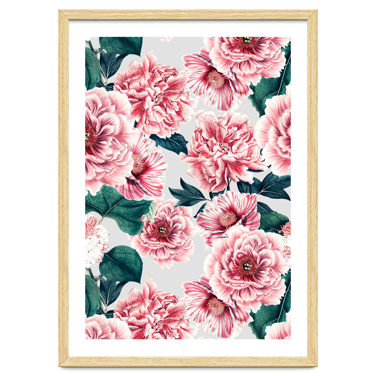 Pattern pink vintage peonies