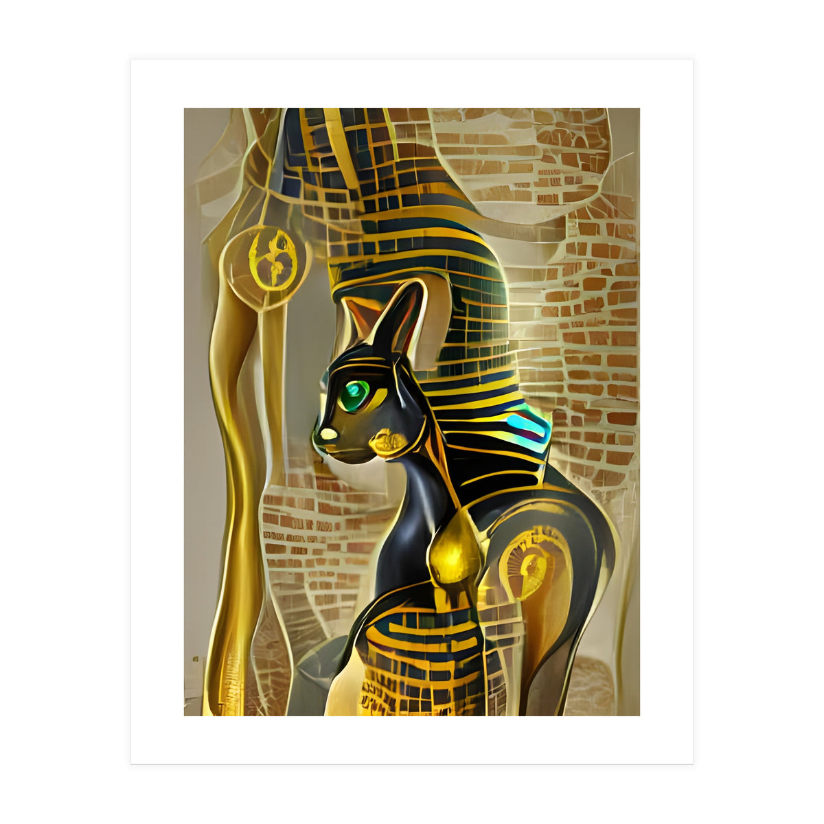 Ancient Egyptian Cat Goddess Bastet AI Art (Print Only)