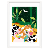 Eclectic Moon Lover | Modern Bohemian Quirky Woman Fashion | Color Pop Dreamer Illustration thumbnail