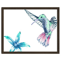 Green Hummingbird And Tropical Flower