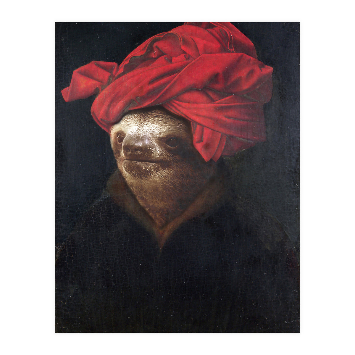 Sloth With Red Turban (Print Only)