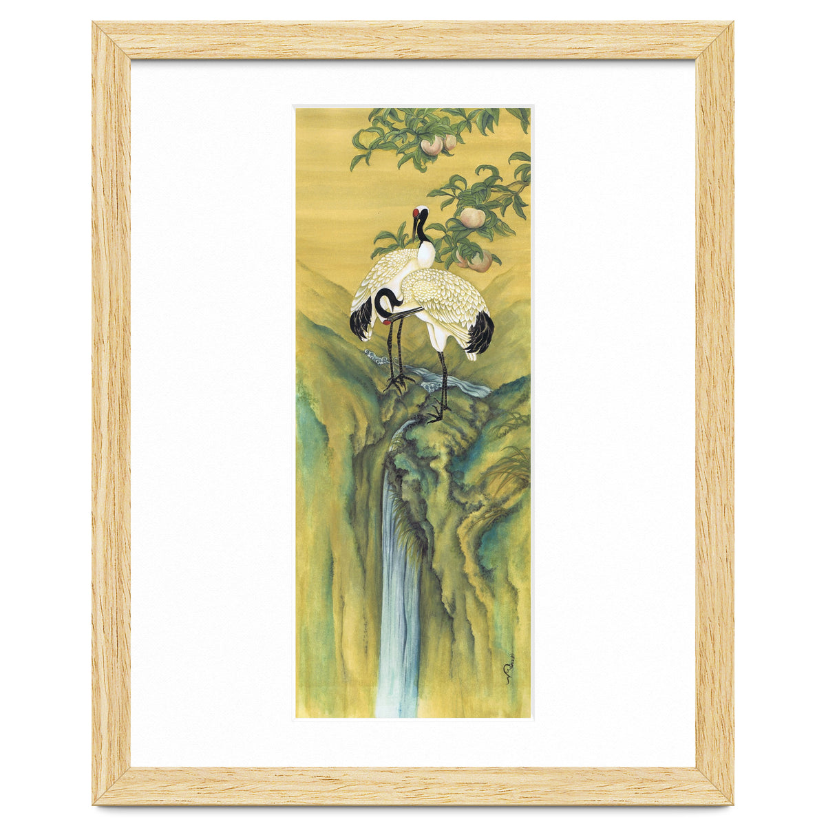 Cranes At The Top Of A Waterfall