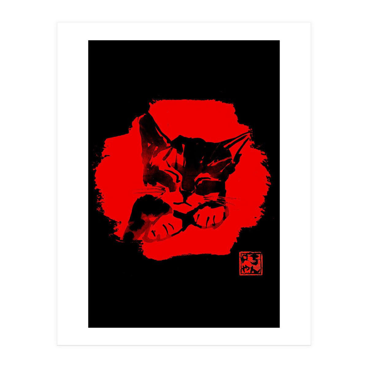cute cat in red (Print Only)