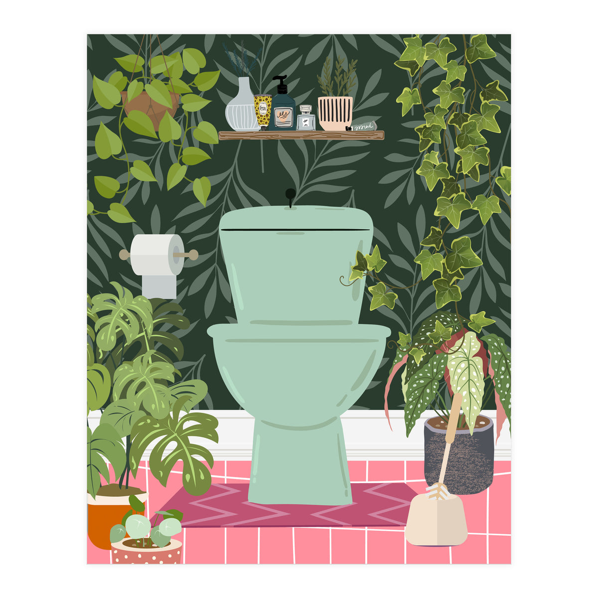 Botanical Loo in Tropical Bathroom (Print Only)