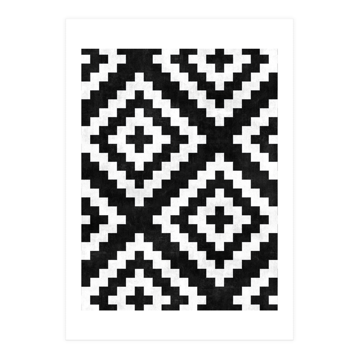 Urban Tribal Pattern No.17 - Aztec - Black and White Concrete (Print Only)