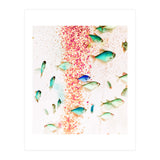 Something Fishy, Pink Bubbles & Blue Green Fish Graphic Design Digital Eclectic Surrealism (Print Only) thumbnail