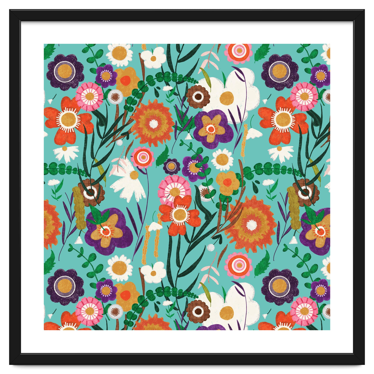 Folk Spring Floral Blue