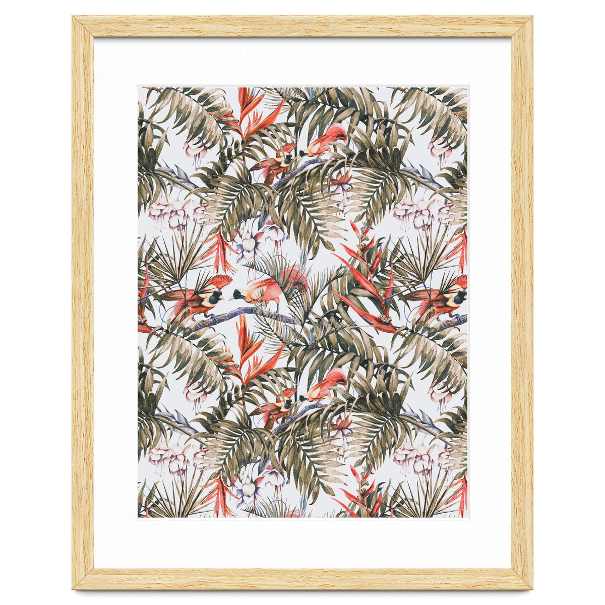 Exotic birds in the jungle paradise