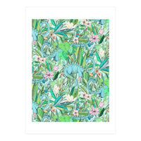 Improbable Botanical with Dinosaurs - soft pastels (Print Only)