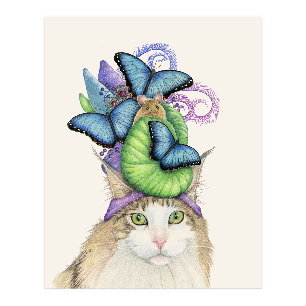 Bluehatcatbright (Print Only)