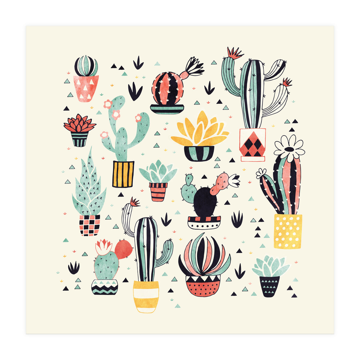 Cactus In A Flower Pot (Print Only)