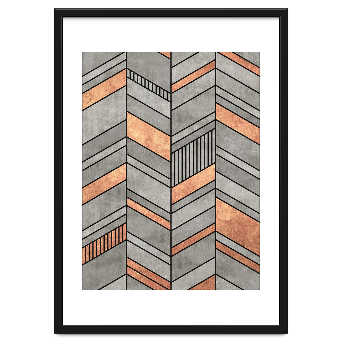 Abstract Chevron Pattern - Concrete and Copper