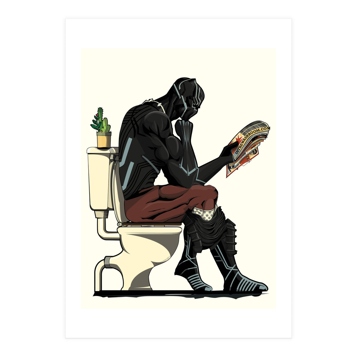 Black Panther on the Toilet, funny bathroom humour (Print Only)