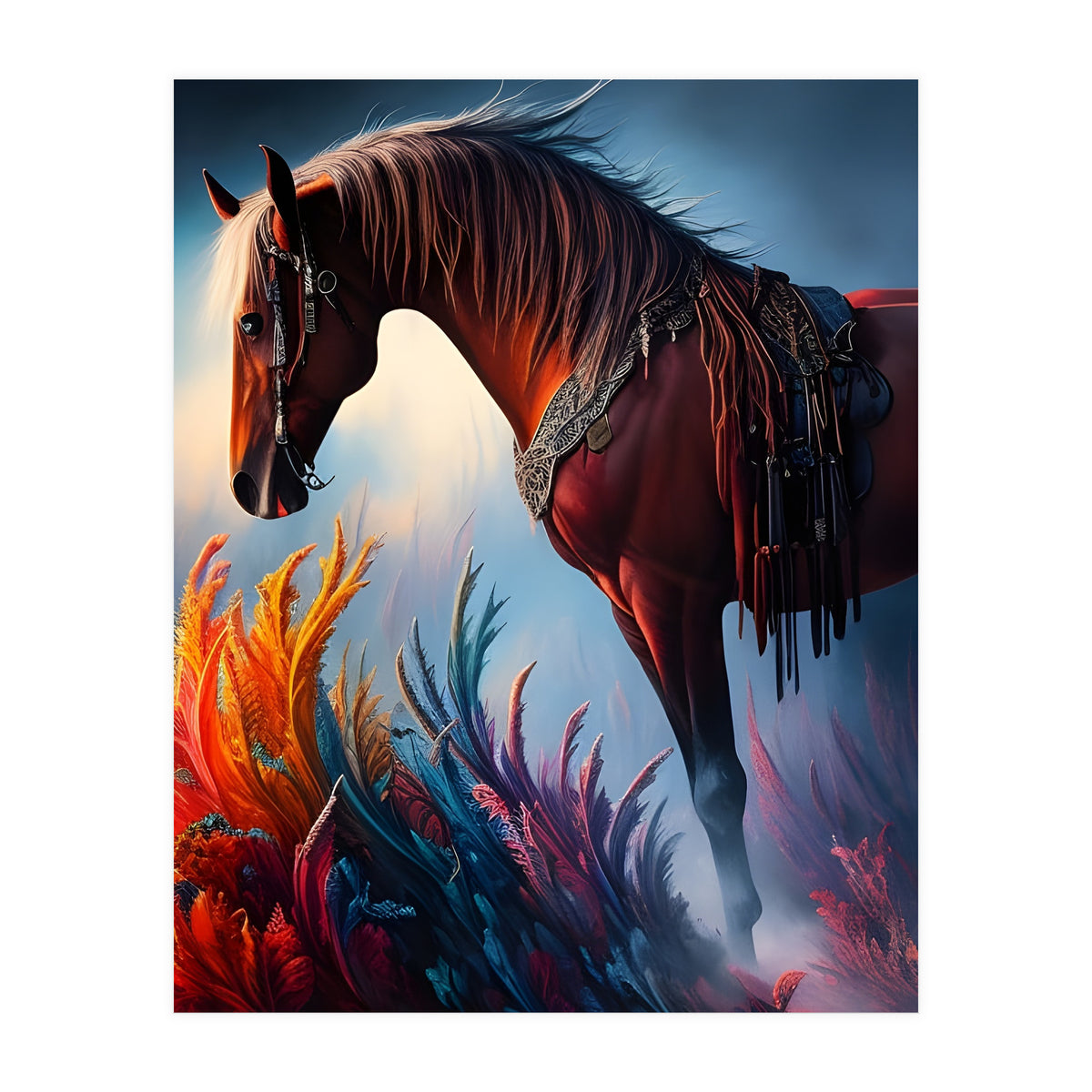Elegant Prismatic Arabian Horse Digital Art (Print Only)