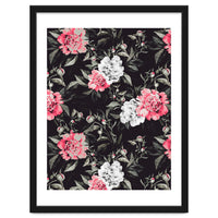 Floral pink - black & white dark