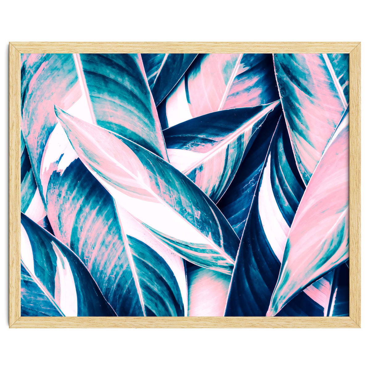Botanical leaf pink and blue