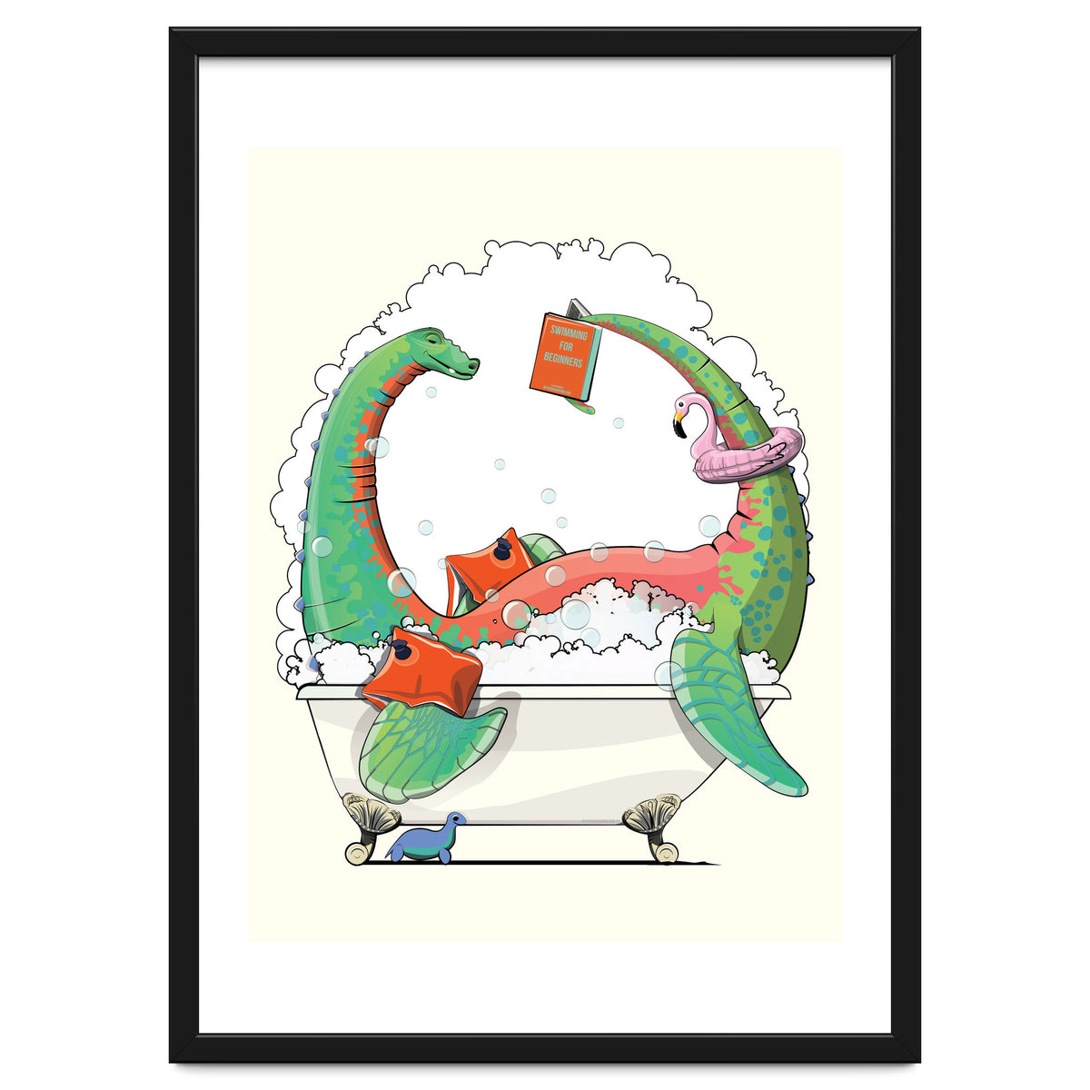 Dinosaur Plesiosaurus in the Bath, funny bathroom humour