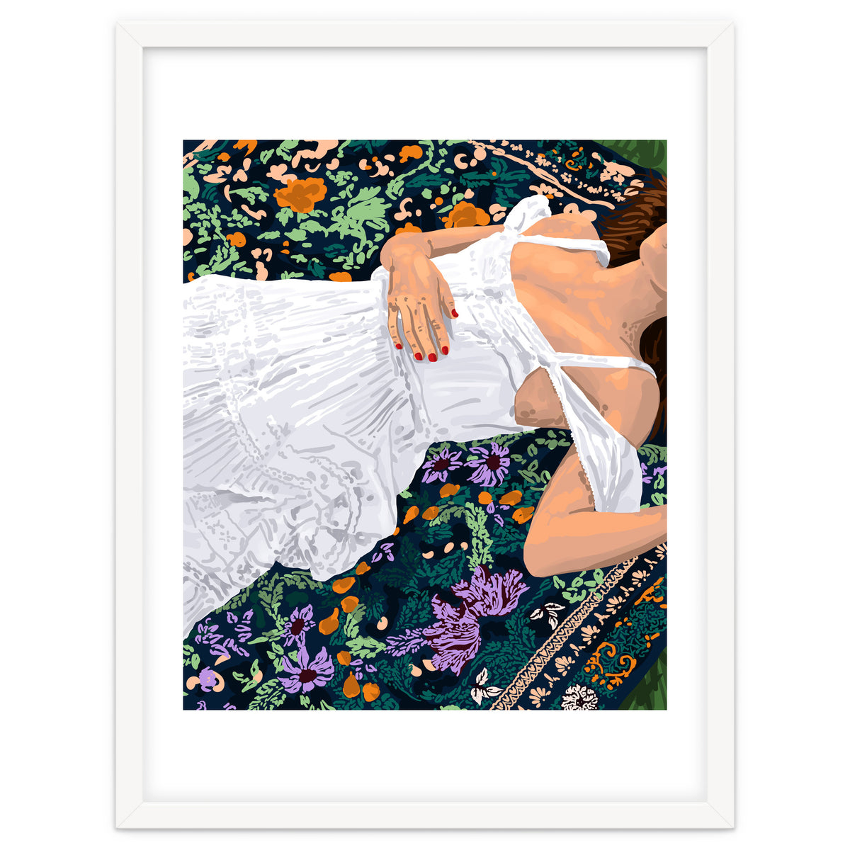 Moroccan Carpet, Bohemian Woman Painting