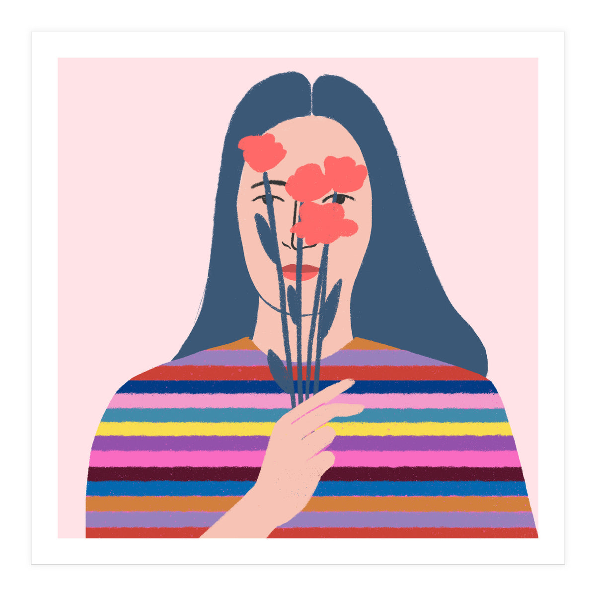 Girl With Flowers Square (Print Only)