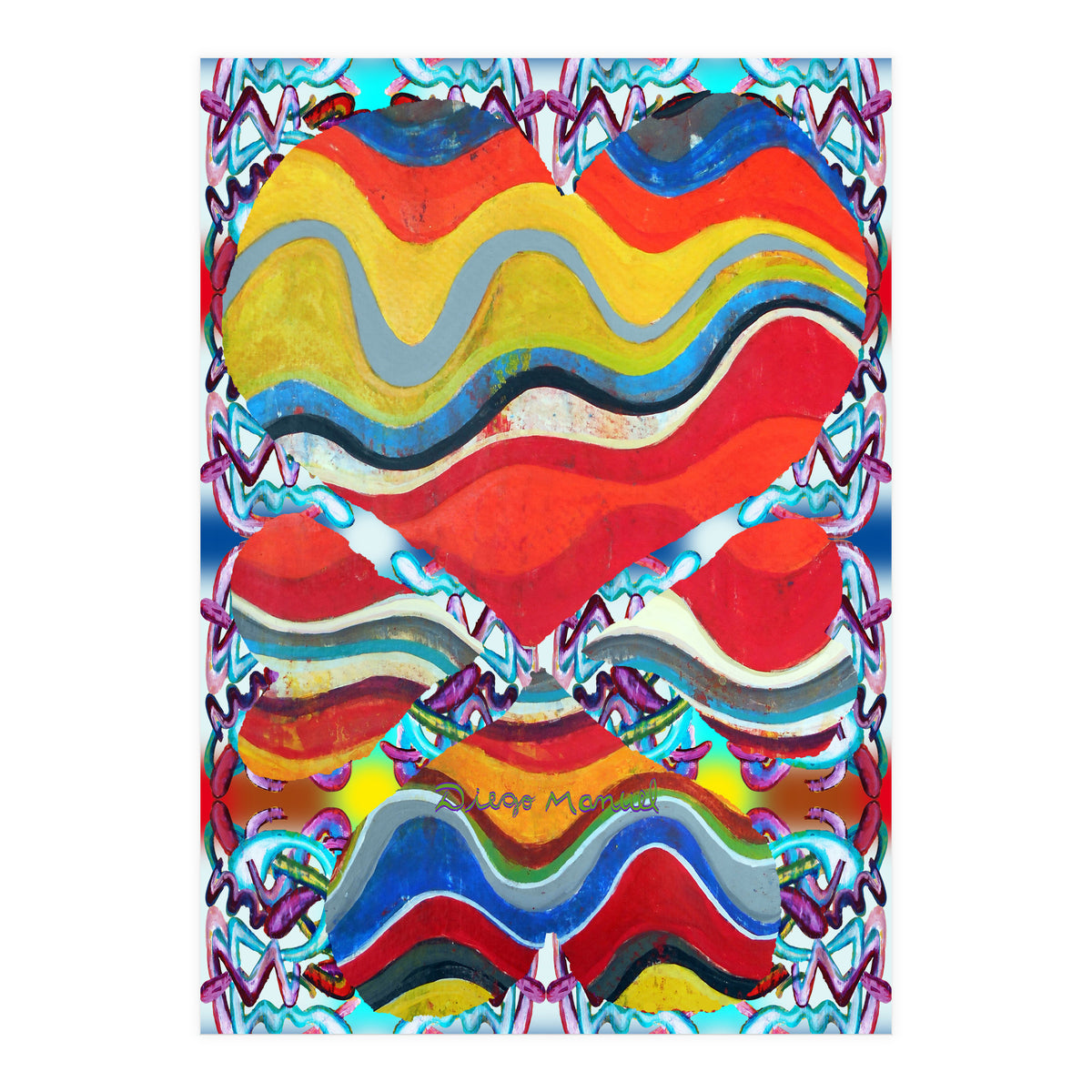 4 Corazones Tapiz 3 (Print Only)