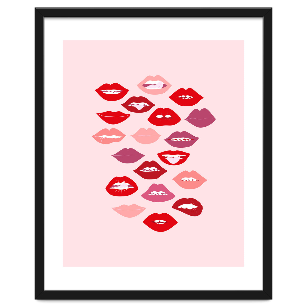 Lips Red with Pink Background
