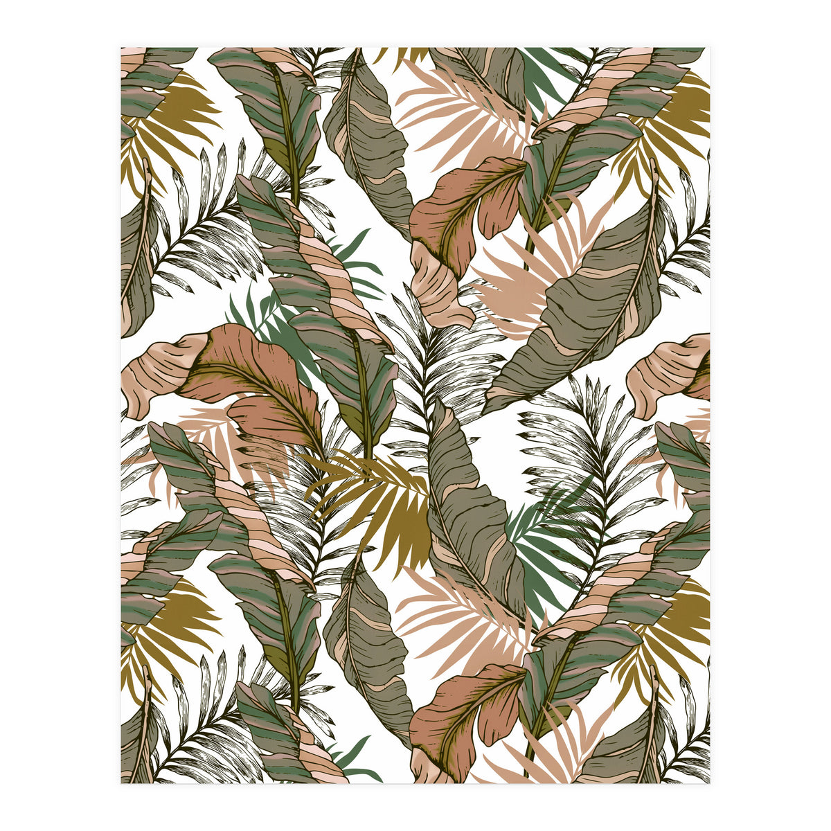 Drawing of wild tropical jungle I (Print Only)