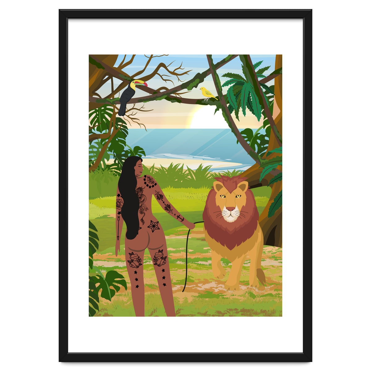 Boho Girl with Lion