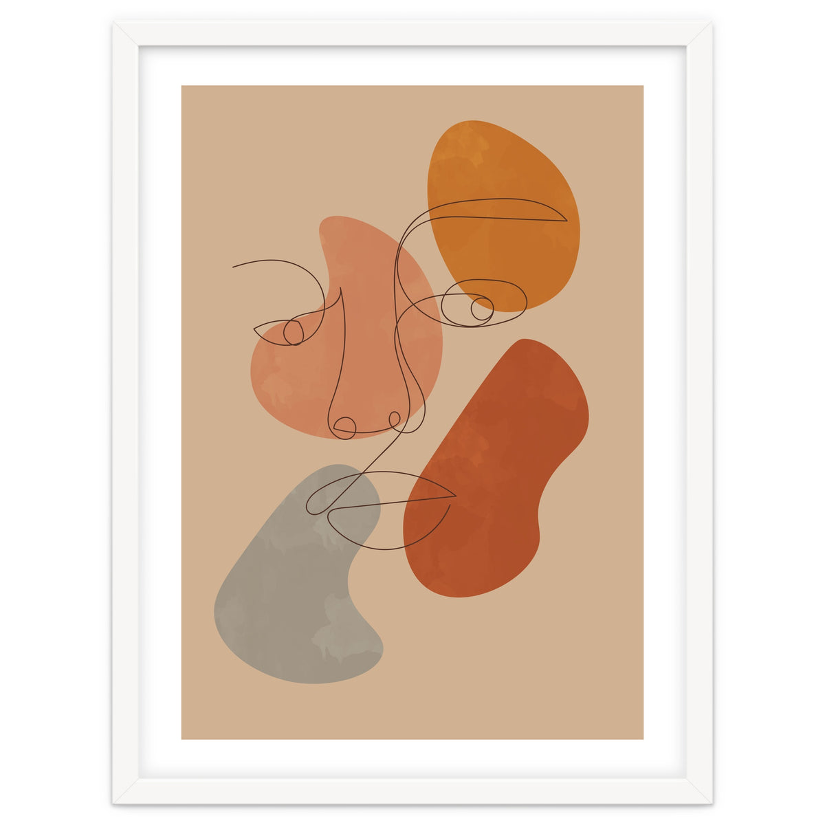 Feminine Line Art Boho Woman Face