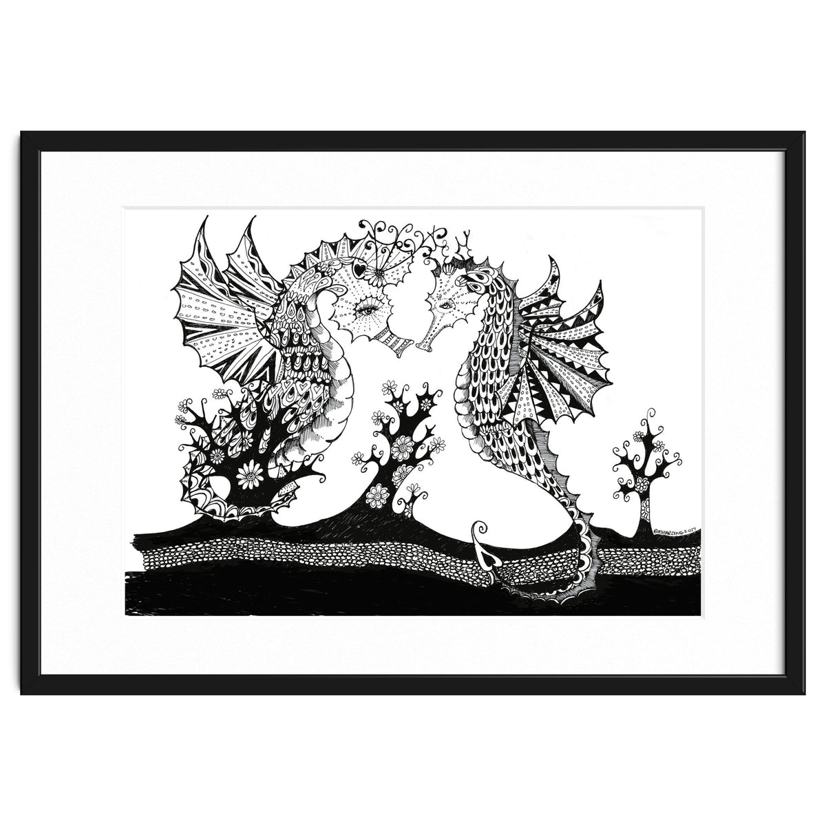 Seahorse Dragons Love Illustration