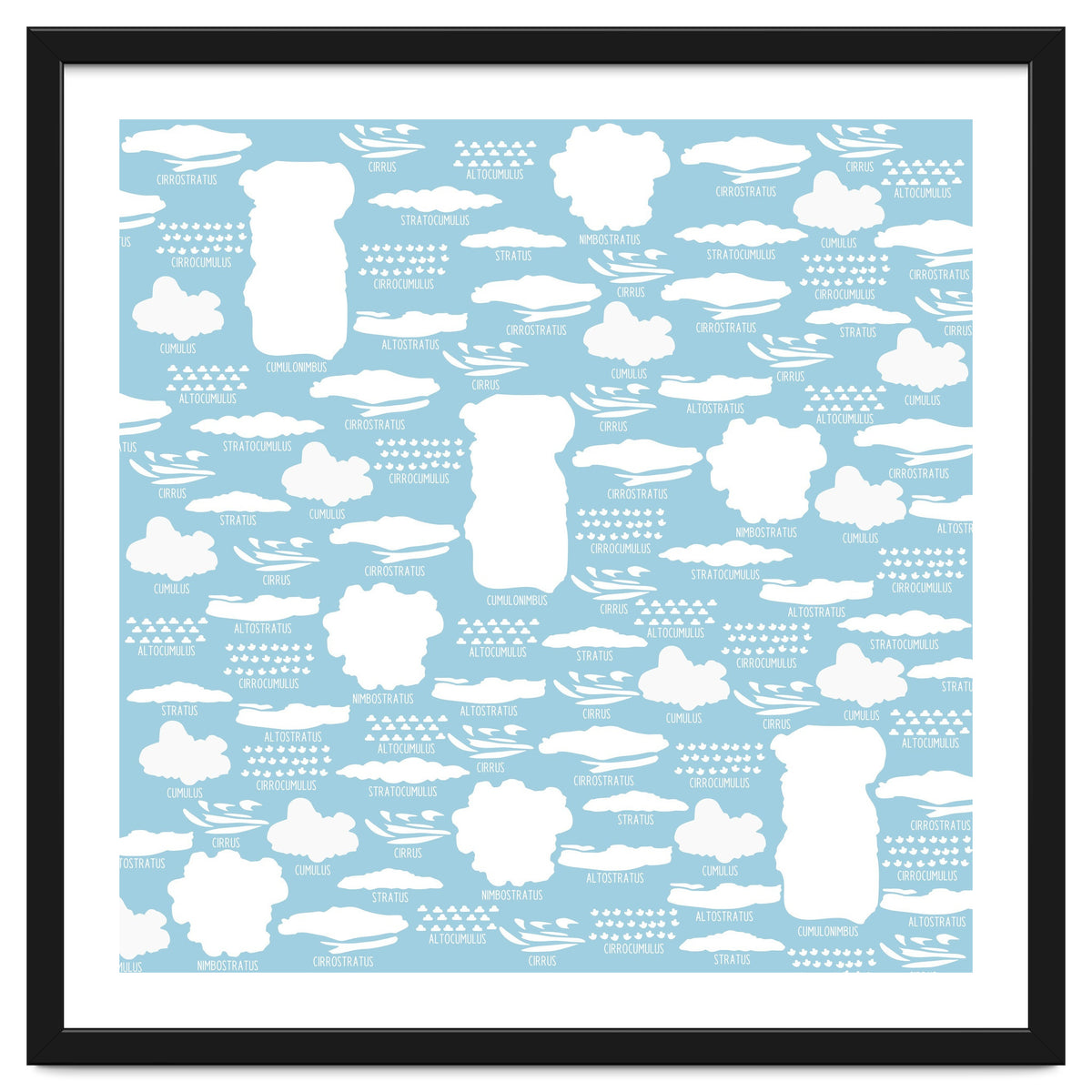 Clouds landscape on blue background