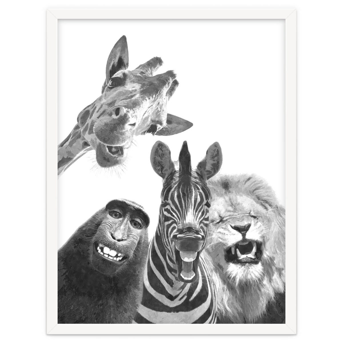 Black and White Jungle Animal Friends