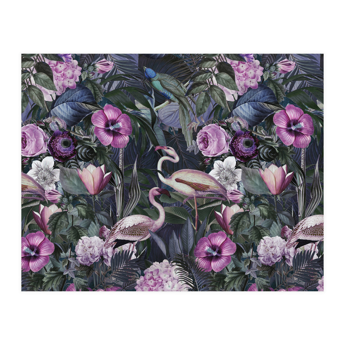 Flamingos Dark Jungle 2 (Print Only)